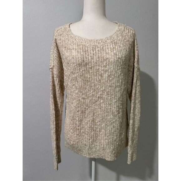 Abercrombie & Fitch cream knit chunky sweater L - Picture 1 of 4